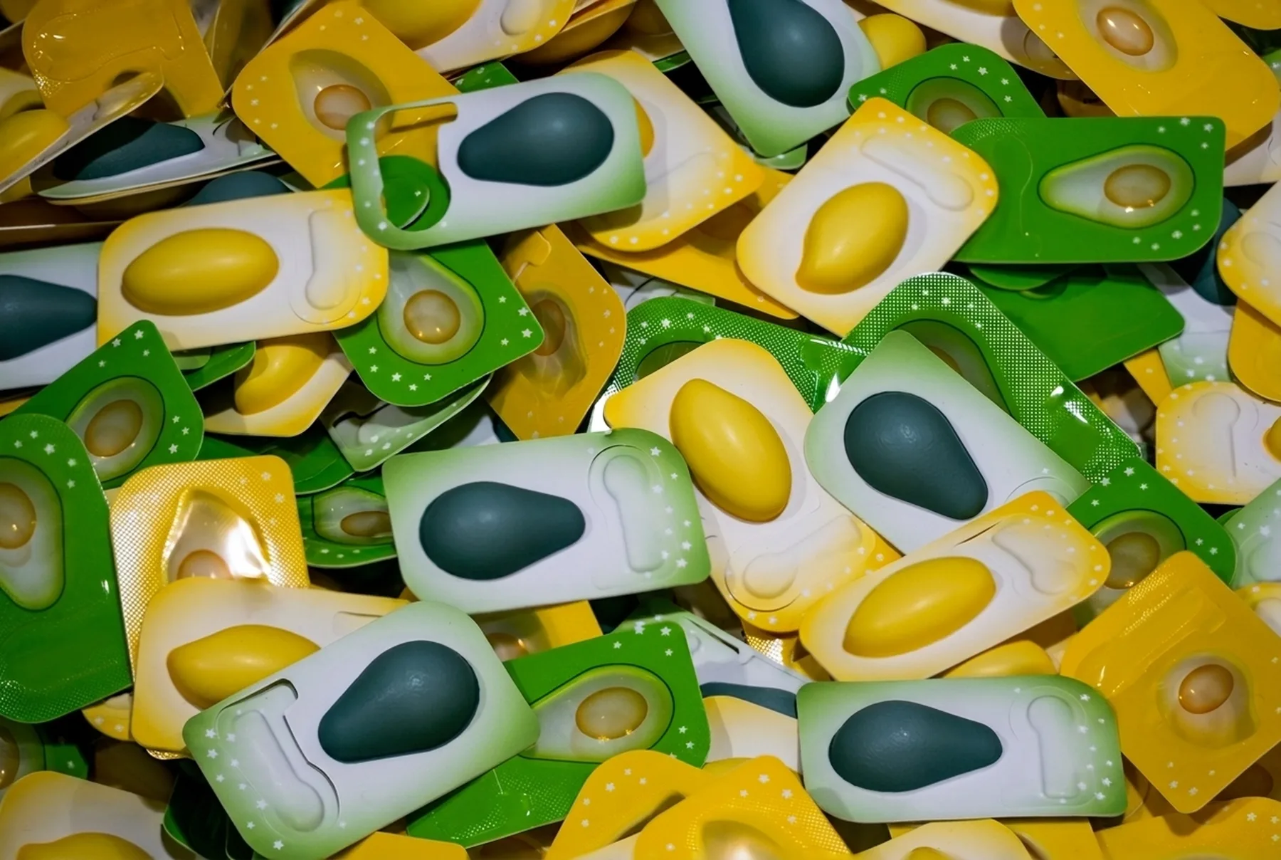 A pile of formed single-dose packs straight off the line